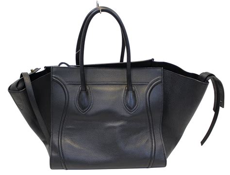 celine black leather large tote bag|Celine denim bag.